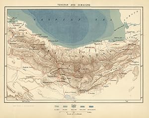 Teheran and Demavend,1882 Antique Historical Color Map