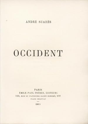 Seller image for Occident for sale by Librairie-Galerie Emmanuel Fradois