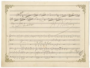 Bild des Verkufers fr Autograph musical quotation from the composer's masterpiece, the Symphonie Fantastique. Signed. Together with quotations by Roger, Adam, and Halvy zum Verkauf von J & J LUBRANO MUSIC ANTIQUARIANS LLC