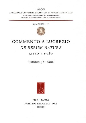 Immagine del venditore per Commento a Lucrezio, De rerum natura, libro V, 1-280 venduto da Libreria Studio Bosazzi