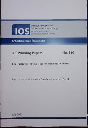 Imagen del vendedor de Central Banks' Voting Records and Future Policy. IOS Working Papers No. 316 a la venta por Antiquariat Bookfarm