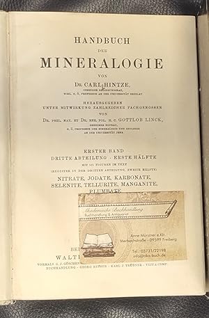 Handbuch der Mineralogie, 1,3,1 Abt. 3, 1. Hälfte, Nitrate, Jodate, Karbonate, Selenite, Tellurit...