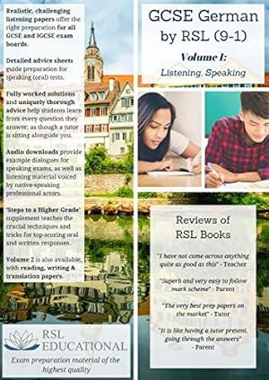 Bild des Verkufers fr GCSE German by RSL (9-1) Volume 1: Listening, Speaking zum Verkauf von WeBuyBooks