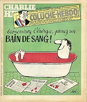 "CHARLIE HEBDO N°530 du 7/1/1981" Siné: économisez l'énergie, prenez un BAIN DE SANG ! / COLUCHE ...