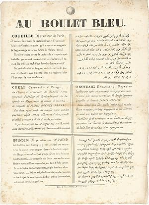 Au Boulet Bleu. Coueille Dégraisseur de Paris, a lhonneur de prévenir la haute Noblesse .