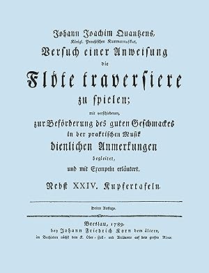 Bild des Verkufers fr Versuch Einer Anweisung Die Flote Traversiere Zu Spielen. [Facsimile of 1789 Edition.] zum Verkauf von moluna
