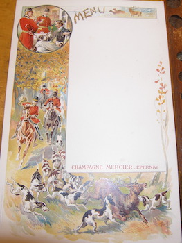 Seller image for Blank Menu. Champagne Mercier. Foxhunting. for sale by Wittenborn Art Books