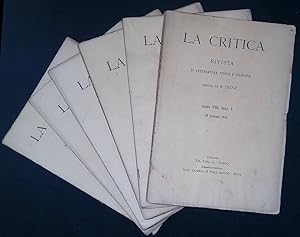 La Critica. Rivista di Letteratura, Storia e Filosofia. Anno VIII, Fascicoli I-II-III-IV-V-VI, 1910