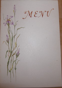 Blank Menu. With Original Watercolor of Flowers.