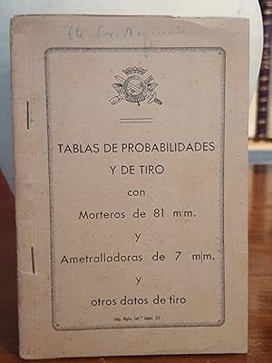 Tabla de probabilidades y de tiro con Morteros [Stokes, Valero] de 81 mm. y Ametralladoras de 7 m...