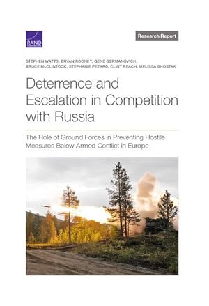 Bild des Verkufers fr Deterrence and Escalation in Competition with Russia: The Role of Ground Forces in Preventing Hostile Measures Below Armed Conflict in Europe zum Verkauf von moluna