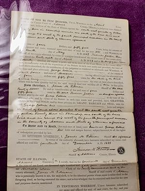 1844 Illinois Deed For land lost for Non-payment of Taxes