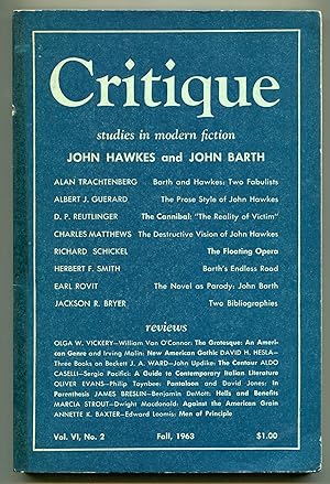 Bild des Verkufers fr Critique: Studies in Modern Fiction - Vol. VI, No. 2, Fall 1963: John Hawkes and John Barth zum Verkauf von Between the Covers-Rare Books, Inc. ABAA