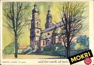 Ansichtskarte / Postkarte Reklame Mokri, Kempten im Allgäu, St. Lorenz Kirche