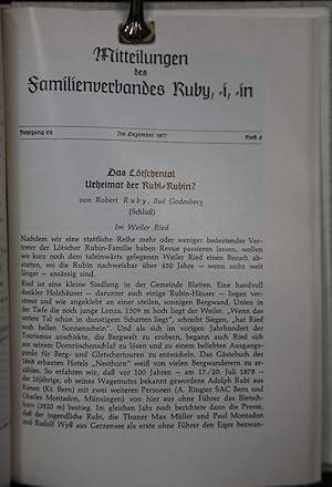 Mitteilungen des Familienverbandes Ruby. Jahrgang 1 (1956) bis Jahrgang 25 (1962). Zusammen 25 Ja...