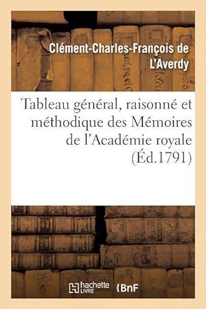 Bild des Verkufers fr Tableau General, Raisonne Et Methodique Des Memoires de l\ Academie Royale zum Verkauf von moluna