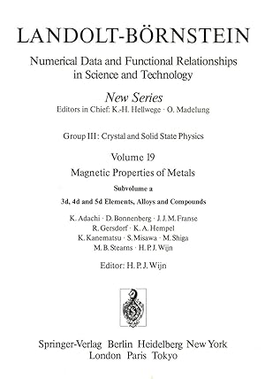 Imagen del vendedor de 3d, 4d, and 5d Elements, Alloys and Compounds / 3d-, 4d- und 5d-Elemente, Legierungen und Verbindungen a la venta por moluna