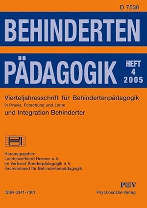 Bild des Verkufers fr Behindertenpaedagogik - Vierteljahresschrift fr Behindertenpaedagogik und Integration Behinderter in Praxis, Forschung und Lehre zum Verkauf von moluna