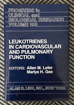 Bild des Verkufers fr Progress in Clinical and Biological Research Vol. 199: Leukotrienes in Cardiovascular and Pulmonary Function zum Verkauf von Exchange Value Books