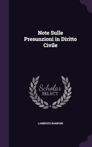 Imagen del vendedor de Note Sulle Presunzioni in Diritto Civile a la venta por moluna