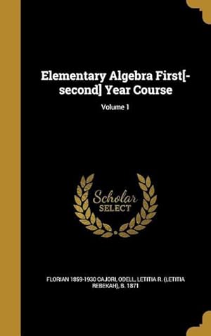 Bild des Verkufers fr Elementary Algebra First[-second] Year Course Volume 1 zum Verkauf von moluna
