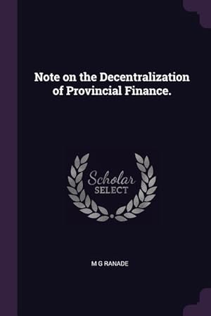 Seller image for Note on the Decentralization of Provincial Finance. for sale by moluna