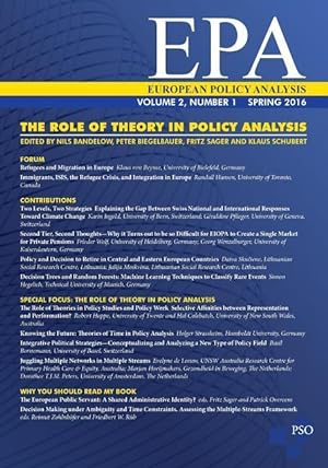 Imagen del vendedor de The Role of Theory in Policy Analysis: Volume 2, Number 1 of European Policy Analysis a la venta por moluna