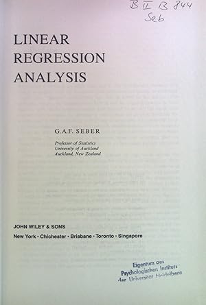 Bild des Verkufers fr Linear Regression Analysis. Wiley Series in Probability and Mathematical Statistics zum Verkauf von books4less (Versandantiquariat Petra Gros GmbH & Co. KG)