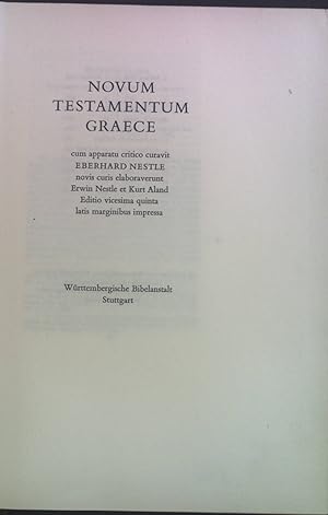 Bild des Verkufers fr Novum Testamentum Graece zum Verkauf von books4less (Versandantiquariat Petra Gros GmbH & Co. KG)
