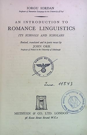 Imagen del vendedor de An Introduction to Romance Linguistics: Its School and Scholars. a la venta por books4less (Versandantiquariat Petra Gros GmbH & Co. KG)