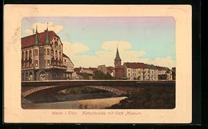 Ansichtskarte Weida i. Thür., Katschbrücke mit Café Museum
