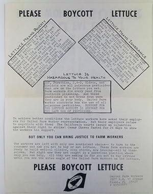 Please Boycott Lettuce. Lettuce Worker Public Awareness Flier