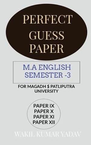 Seller image for Perfect Guess Paper M.a English Semester -3 [Soft Cover ] for sale by booksXpress