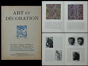 ART ET DECORATION AVRIL 1924 BENEDICTUS, RUHLMANN, CHAREAU, WAYANG, DARAGNES