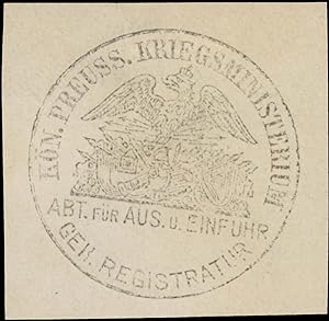 Image du vendeur pour Siegelmarke Gen. Registratur - Abteilung fr Aus- und Einfuhr mis en vente par Veikkos