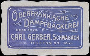 Seller image for Reklamemarke Oberfrnkische Dampfbckerei for sale by Veikkos