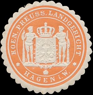 Bild des Verkufers fr Siegelmarke K.Pr. Landgericht Hagen i. W. zum Verkauf von Veikkos