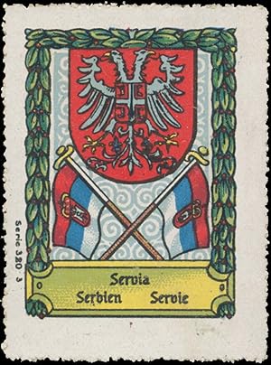 Bild des Verkufers fr Reklamemarke Serbien Wappen zum Verkauf von Veikkos