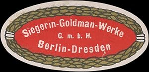 Bild des Verkufers fr Reklamemarke Siegerin Goldman-Werke zum Verkauf von Veikkos