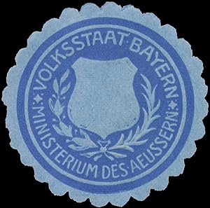 Siegelmarke Ministerium des Aeussern - Volksstaat Bayern