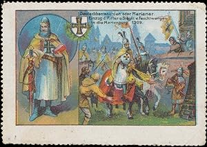 Seller image for Reklamemarke Einzug der Ritter und Siegfried von Feuchtwangen in die Marienburg 1309 for sale by Veikkos