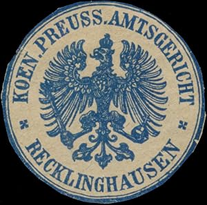 Bild des Verkufers fr Siegelmarke K.Pr. Amtsgericht Recklinghausen zum Verkauf von Veikkos