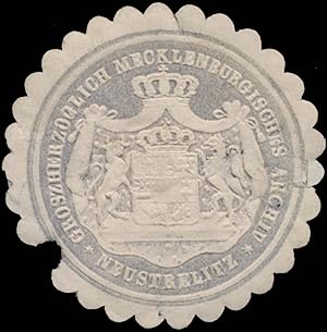 Bild des Verkufers fr Siegelmarke Groszherzoglich Mecklenburgisches Archiv Neustrelitz zum Verkauf von Veikkos