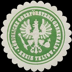 Bild des Verkufers fr Siegelmarke Knigliche Oberfrsterei Grunewald Kreis Teltow zum Verkauf von Veikkos