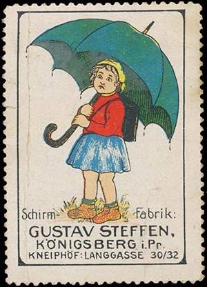Bild des Verkufers fr Reklamemarke Kind mit Regenschirm zum Verkauf von Veikkos