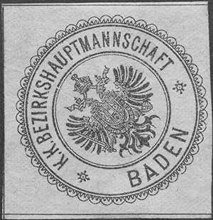 Bild des Verkufers fr Siegelmarke K.K. Bezirkshauptmannschaft Baden zum Verkauf von Veikkos