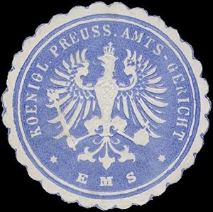 Seller image for Siegelmarke K.Pr. Amtsgericht Ems for sale by Veikkos