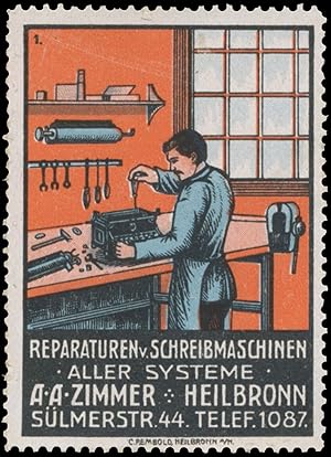 Imagen del vendedor de Reklamemarke Reparaturen von Schreibmaschinen a la venta por Veikkos