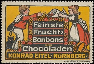 Bild des Verkufers fr Reklamemarke Feinste Fruchtbonbons und Chocoladen zum Verkauf von Veikkos