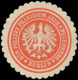 Seller image for Siegelmarke K. Polizei Prsidium Abth. fr Feuerwehr Berlin for sale by Veikkos